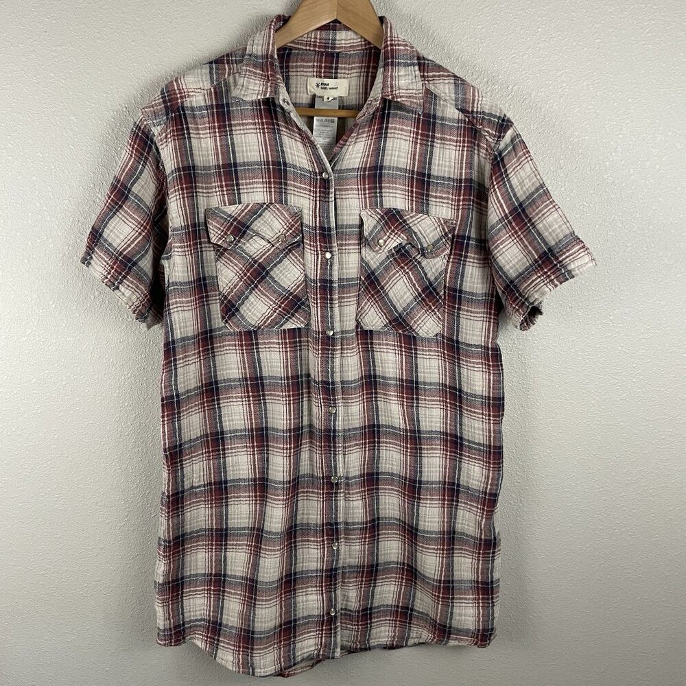 Isabel Marant Etoile Size 0 (XS) Gauze Cotton Plaid Snap Button Shirt Dress